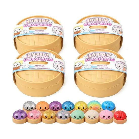 Squishy Dumpling Pailleté Avec Visage – Jouet Anti-stress Ultra-doux, TPR, 1 Pièce Aléatoire (couleur Variée)