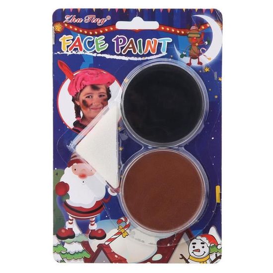 IWTBNOA Peinture De Visage Pour Halloween, Noir Blanc Visage Peinture Corps, Peinture Visage Corporelle Noir Et Blanc, Maquillage Carnaval Avec 2 Pinceaux Pour Halloween Carnaval Cosplay Enfant Adulte