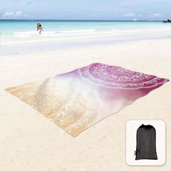 Couverture De Plage Zingtto 274x213 Cm - Anti-sable, Avec Poches à Sable Et Sac De Transport - Tissu Doux Et Hydrofuge - Pour Plage, Pique-nique, Camping
