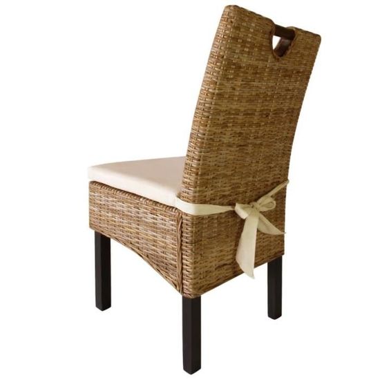 822172 - Design Furniture | Lot de 2 Chaises de salle à manger Chaise de cuisine Chaise à dîner Rotin Kubu Bois de manguier