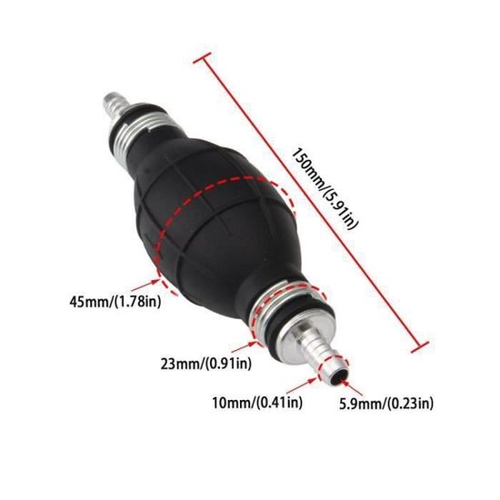 Pompe à Carburant Manuelle Caoutchouc/Aluminium - Pour Amorçage Moteurs Diesel/Essence | Connecteurs 6 à 12 Mm