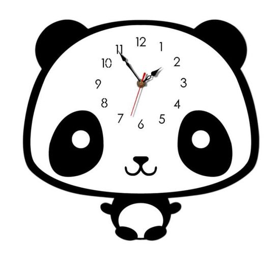 1 Pc acrylique horloge murale dessin animé délicat mignon Unique Panda forme suspendue pour hôtel de bureau à  CLOCK - PENDULUM