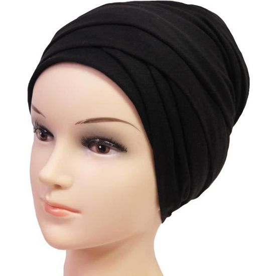 Hijab Femme Foulard Écharpe Turban Châle Islamique, Tissu en Jersey Premium (Noir)
