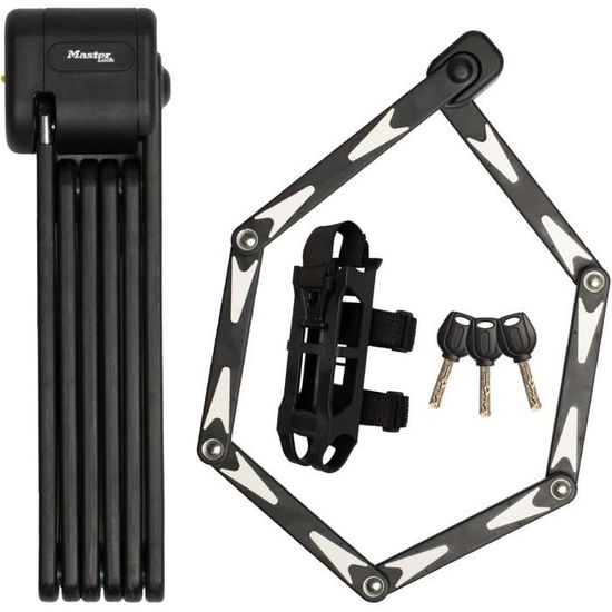 Antivol Vélo Pliable COICER 85 Cm Acier Trempé Haute Sécurité + 3 Clés + Support - Noir