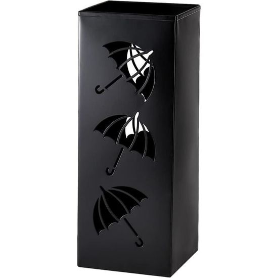Porte-Parapluie Métal Moderne Noir - Support Design Pour Entrée, Bureau Ou Hôtel - 17x17x43 Cm