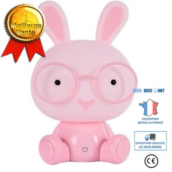 TD® Mignon bébé chambre lampe lapin veilleuse LED lampe de nuit cadeau de noël chevet décor enfants lunettes lapins lumières
