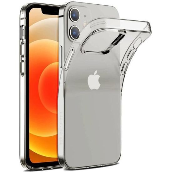 Pour Apple iPhone 12 mini 5.4": Coque Silicone gel UltraSlim et Ajustement parfait - TRANSPARENT