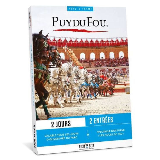 Coffret Cadeau Tick&Box – Parc Du Puy Du Fou – 1 Journée Pour 2 Adultes + 1 Enfant (3-13 Ans) + Spectacle Nocturne Les Noces De Feu