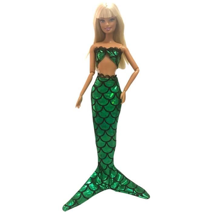 NK robe de mari e queue de sir ne pour poup e Barbie v tements