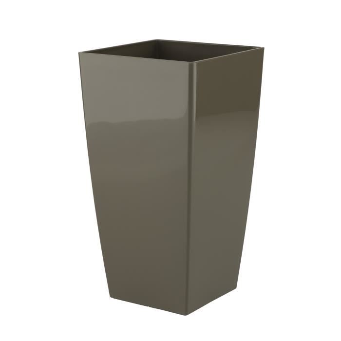 artevasi pot de fleurs carre pisa 33 x 33 x h 61 cm 45 l gris taupe cdiscount jardin