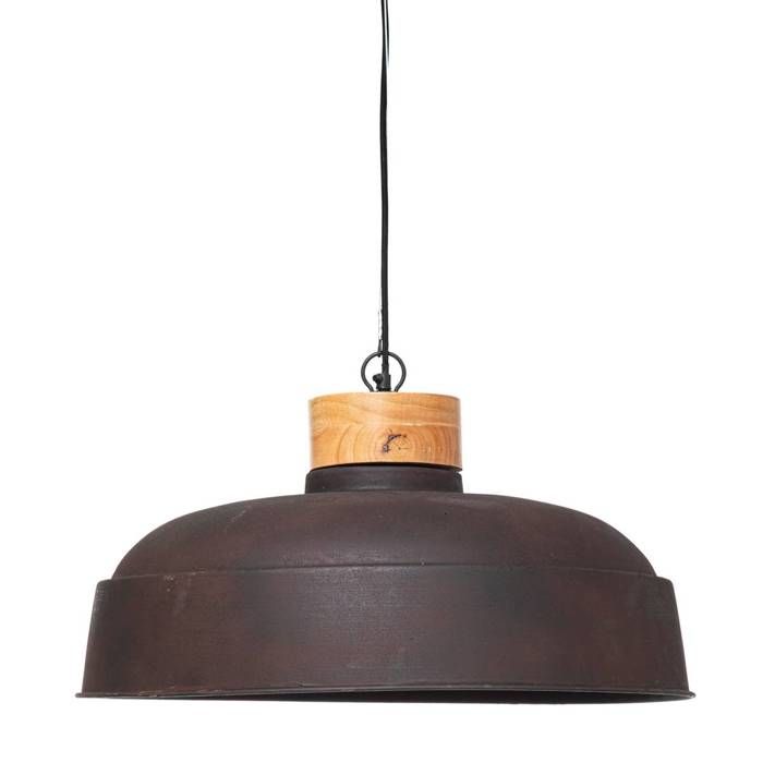 Atmosphera - Suspension en Métal aspect vieilli et Bois de Manguier D 57 cm Gris