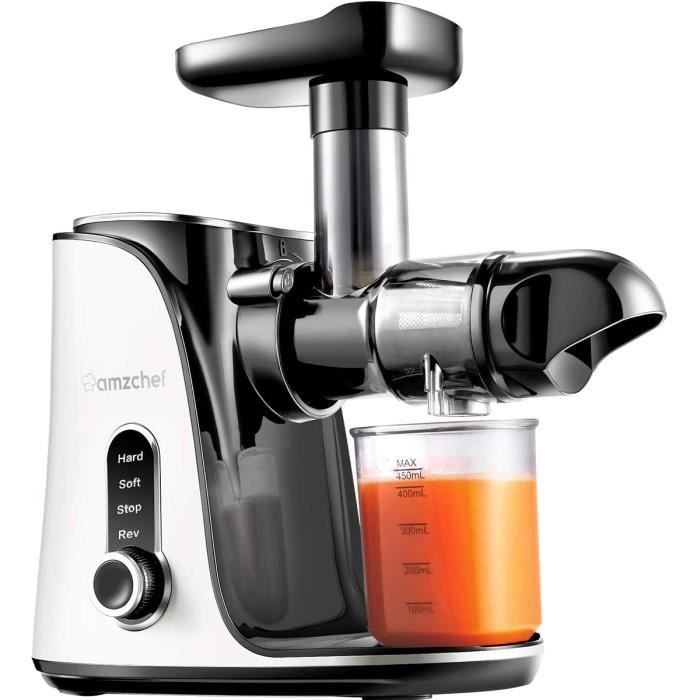 Extracteur de Jus, AMZCHEF Extracteur à Jus de Fruits et Légumes avec 2 vitesses/2 bouteilles d'eau portable (500ml)/écran LED/bross