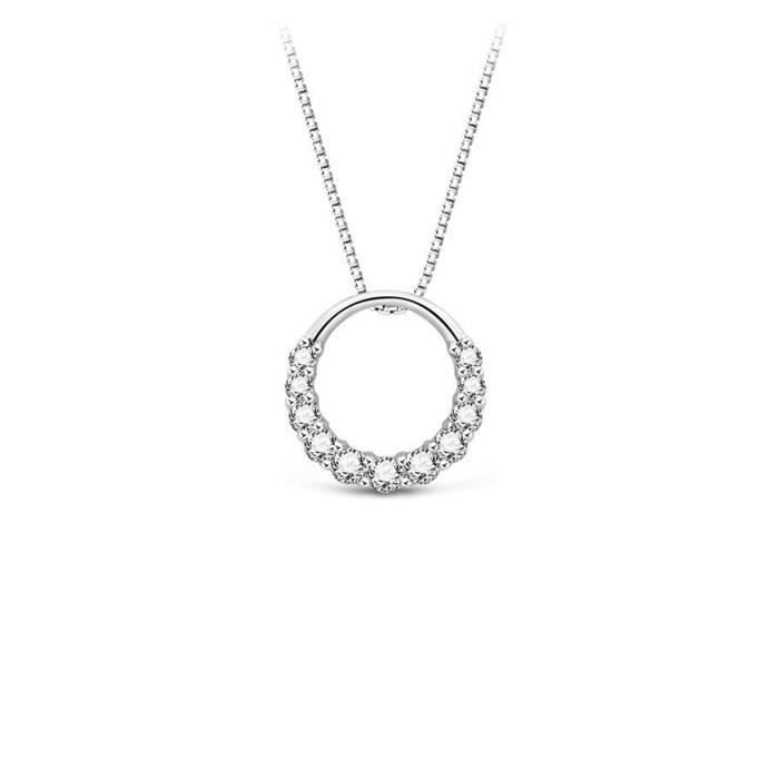 SANSI Collier Femme - Collier Argent Anneau Zircone Cubique