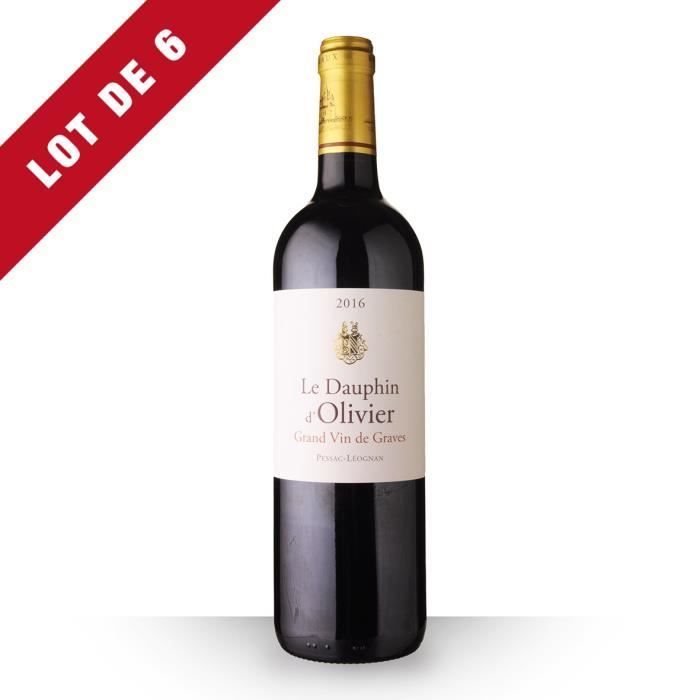 Lot de 6 - Le Dauphin d'Olivier 2016 AOC Pessac-Léognan - 6x75cl - Vin Rouge
