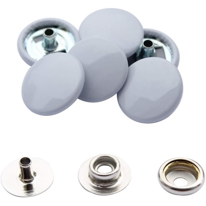Weddecor 15mm Gris Blanc Boutons Pression 4 Parties Presse Clous sans Couture Boutons Pour Maroquinerie, Couture, Vestes,...