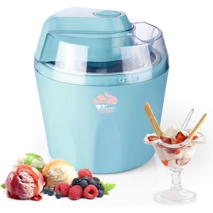 1.5L Sorbetière, Machine à Glace Électrique avec Fonction de Minuterie et Bol à Congélation Amovible, Machine pour Crème Glacée, Sor