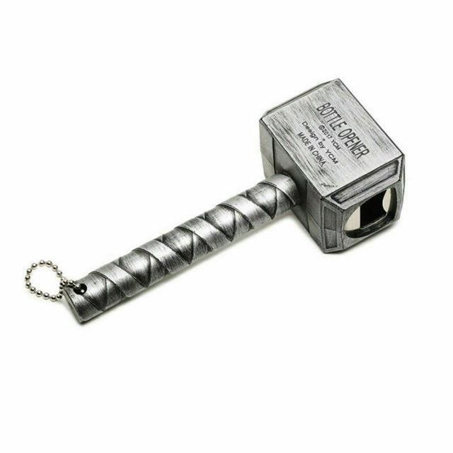 Ouvre-bouteille de bière, ouvre-bouteille multifonctionnel rétro marteau de Thor, marteau ouvre-bouteille - argent