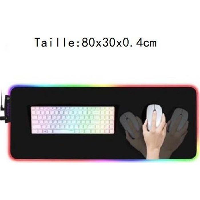 Tapis de Souris Gamer Lumineux XXL, Gaming Mouse Pad avec LED Rétro-Eclairage RGB, 80 x 30 x 0.4 cm