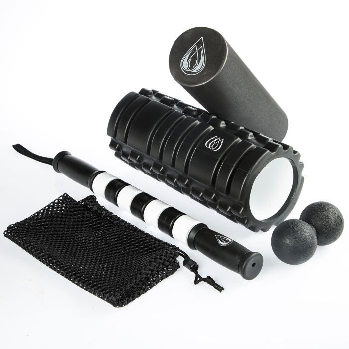 Rouleau en mousse 2-en-1 + double-lacrosse Trigger Point Balles de massage + Rouleau de massage musculaire bton et sac de transpo