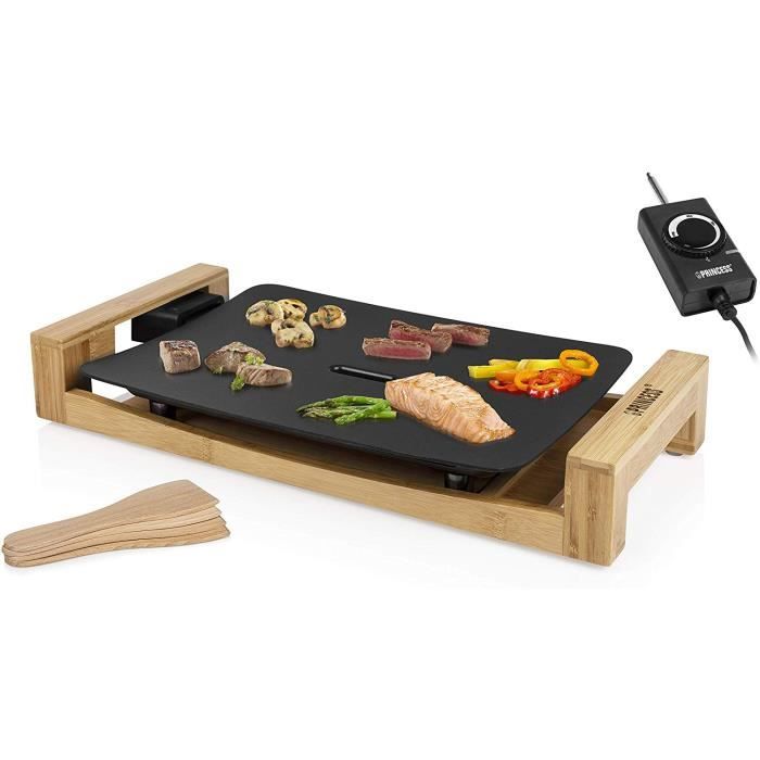 PRINCESSE Plancha Gril Table Chef Pure compacte 103010 bambou 2 Personnes