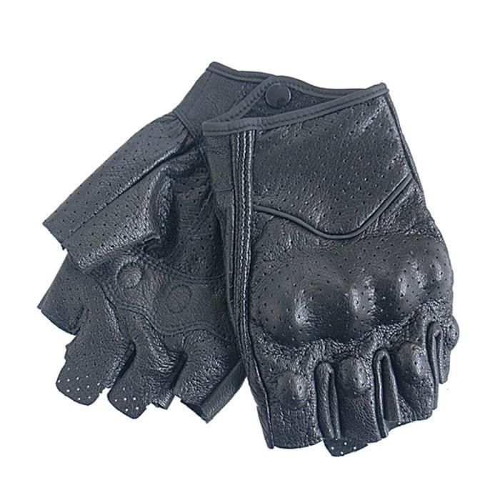 Gants de moto,Gants de Moto en cuir sans doigts pour hommes et femmes, mitaine de Moto, de vélo électrique, de course, de cyclisme,