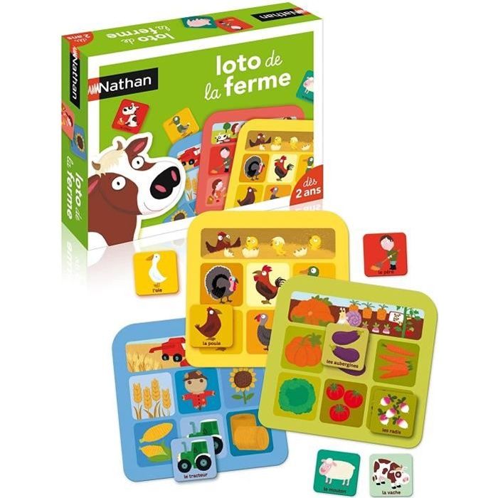 loto ferme - jeu éducatif en carton pour enfant dès 2 ans