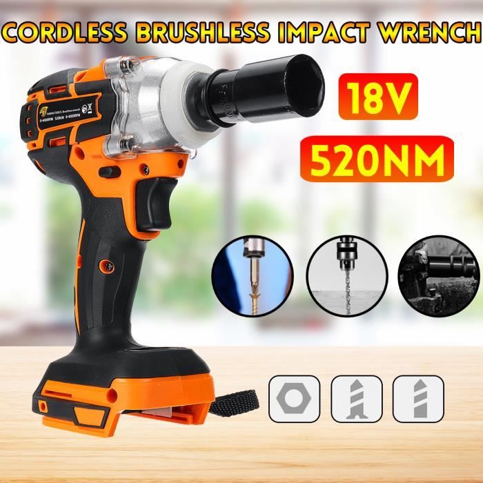 Electrique Boulonneuse Clé à choc Visseuse sans fil 520Nm Pour Makita Batterie 18V -Ne contient pas