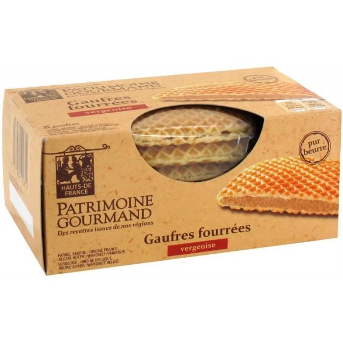 PATRIMOINE GOURMAND - 8 Gaufres Pur Beurre Fourrées Vergeoise 256G - Lot De 4