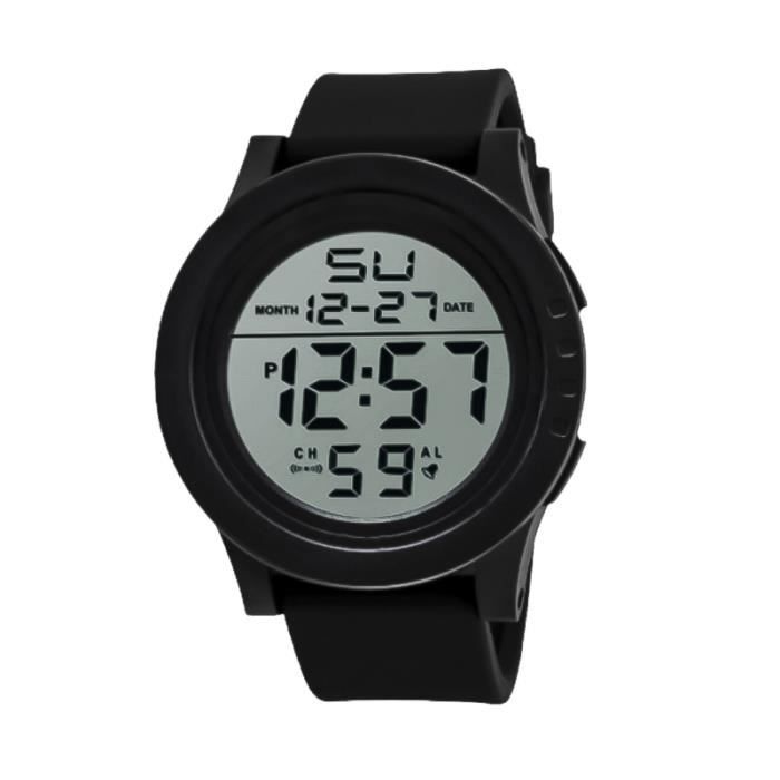 Luminous LED Sports de plein air Montre numérique Imperméable Réveil Montres-bracelet (Noir) MONTRE OUTDOOR - MONTRE MARINE