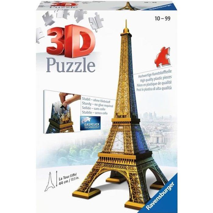 Puzzle 3D Tour Eiffel - Ravensburger - Monument 216 pièces - sans colle - Dès 10 ans