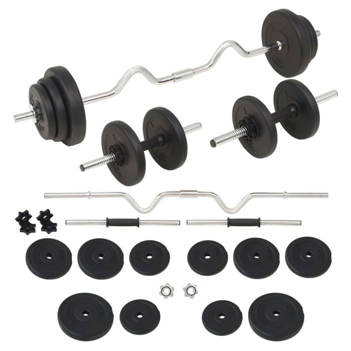 vidaXL Ensemble d'haltères et barres d'haltères 30 kg
