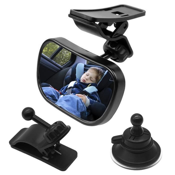 Rétroviseur miroir de surveillance bébé + 2 supports, bébé vue arrière miroir, miroir de voiture pour bébé