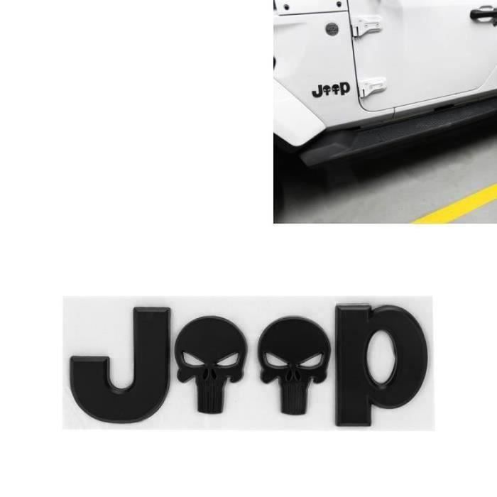 GM13405-JEEP Crâne Sticker Emblème Logo Voiture Auto Cool Métal Marque Autocollant Décoration, noir