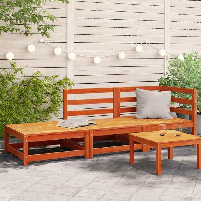 vidaXL Canapé de Jardin Repose-pieds 2 Places Siège avec Dossier Meuble de Terrasse Patio Arrière-cour Extérieur Bois 837974