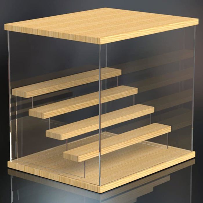 Vitrine De Présentation Acrylique 5 Niveaux Avec Lumière LED Réglable - Blanc, 30x28x30cm
