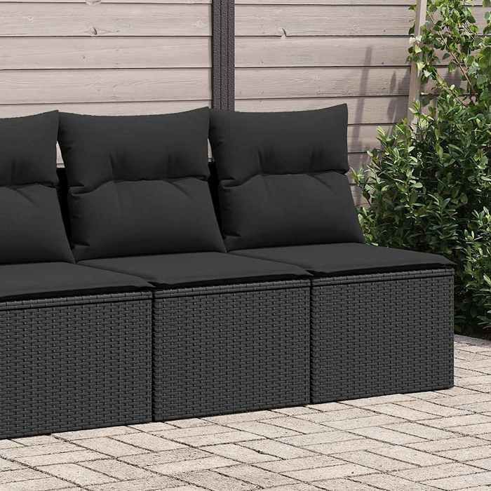 vidaXL Salon de jardin avec coussins 2 pcs noir résine tressée acacia 3325241