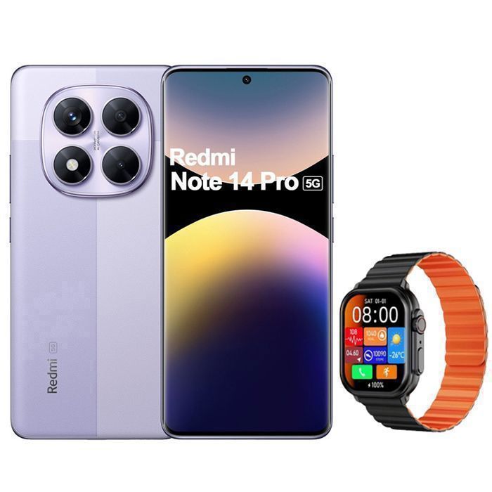 Xiaomi Redmi Note 14 Pro 5G 12 Go 512 Go Violet Avec Smart Watch Montre Connectée Xiaomi Redmi Note 14 Pro 5G 12 Go 512 Go Violet Avec Smart Watch Montre Connectée