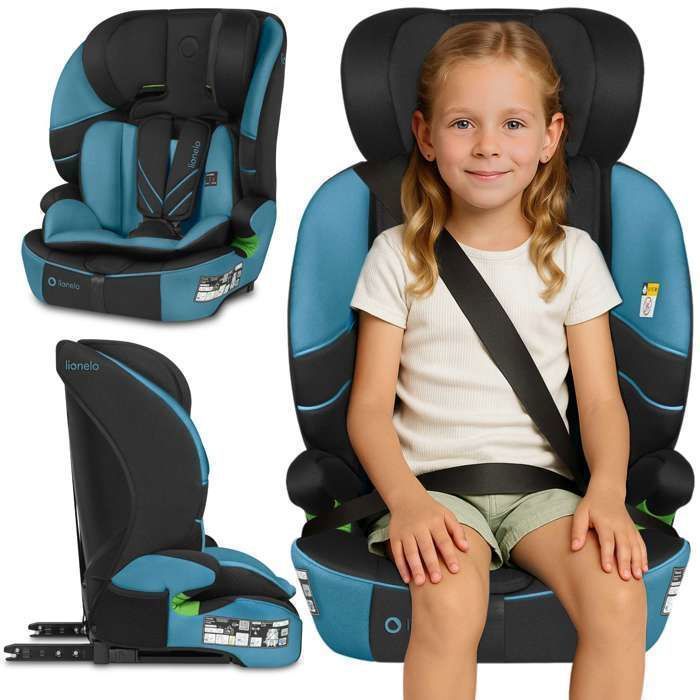 Siège auto évolutif LIONELO Levi Fix i-Size - ISOFIX - 76-150 cm - Assise large - Groupe 1/2/3 - Bleu