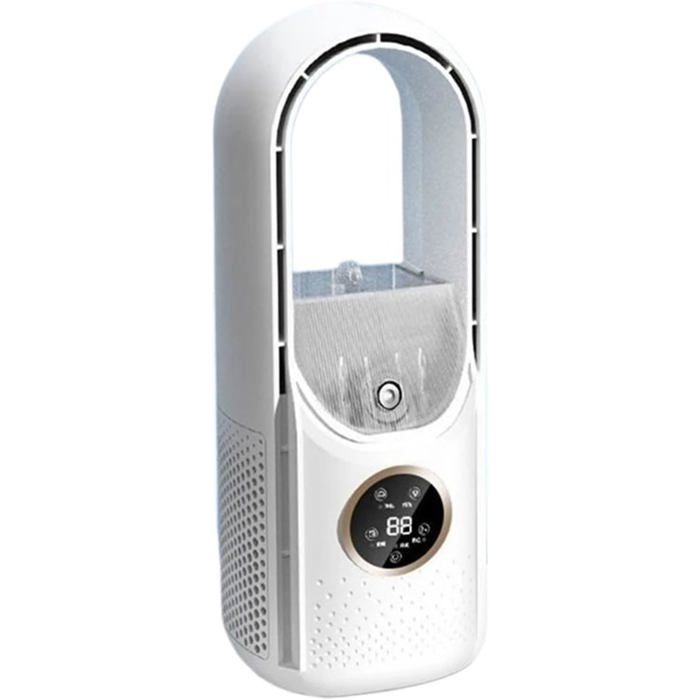 Ventilateur de bureau sans pales – Ventilateur silencieux à 6 vitesses avec humidificateur (blanc)