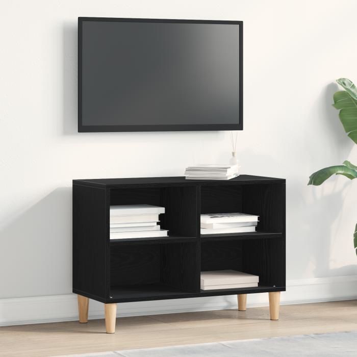 Meuble TV - Chêne noir - 69.5x30x50 cm - Bois dingénierie - Style contemporain
