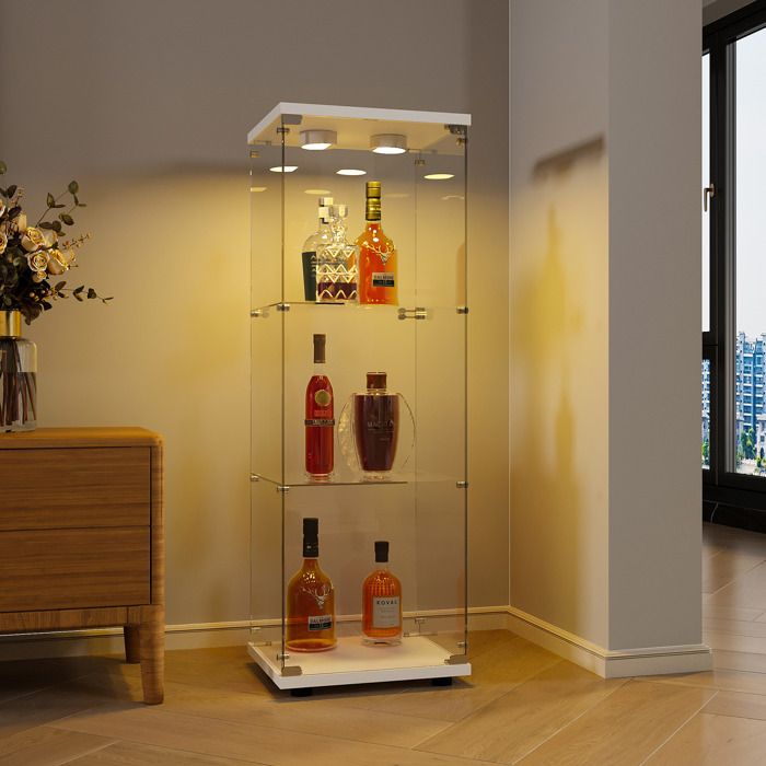 Vitrine en Verre,Armoire de Collection Moderne en Verre à 3 Couches