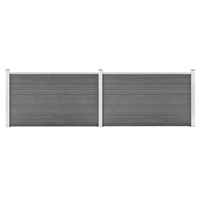 Clôture de jardin WPC - vidaXL - 353x106 cm - Gris - Composite bois-plastique - Barres en aluminium - 14 panneaux