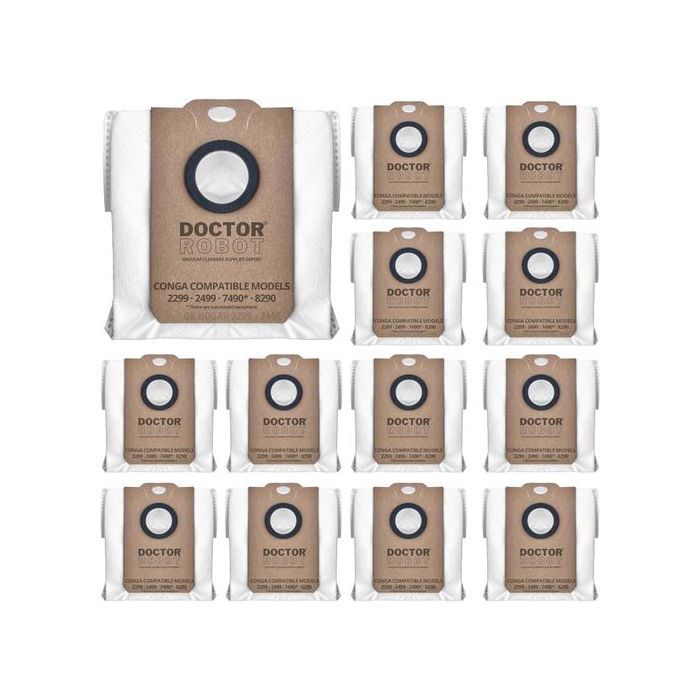 Sacs Aspirateur - Conga 2299 2499 7490 8290 - 12 pièces - Capacité 3L - Double Couche Filtrante - Doctor Robot