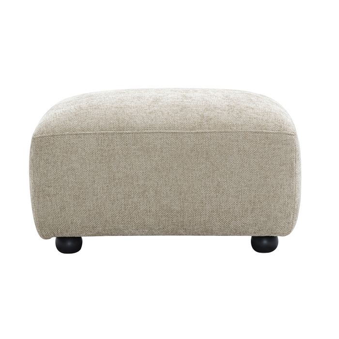 Miliboo - Pouf repose pieds en tissu effet velours texturé beige JOYA