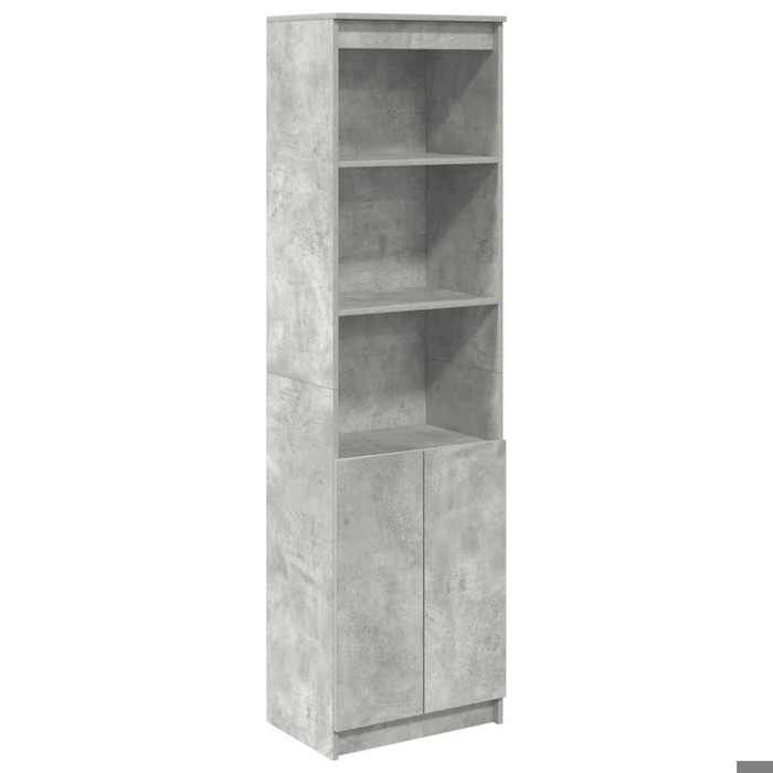 SALE 2026Buffet haut - Armoire haute vitrine - WINWIN - gris béton 50x35x180cm - bois dingénierie 32.5 Kg 4648859