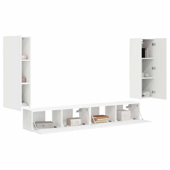 HOT SALE®Jeu de meuble TV mural 4 pcs banc TV meuble hifi vidaxl TABLE TV Blanc - Bois dingénierie - M6179685