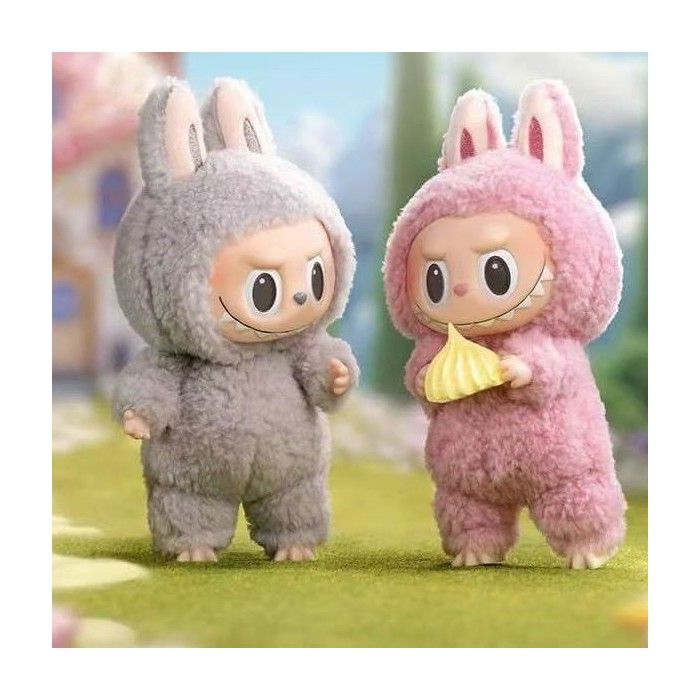Aléatoire1-labubu Peluches Monster Series depremière générationsuperbes cadeaux-Gris et rose PELUCHE