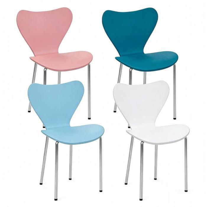 Lot de 4 Chaises de Salle à Manger Chaises de Cuisine Chaises de Salon avec Dossier en Polypropylène Blanc/Cyan/Rose/Bleu