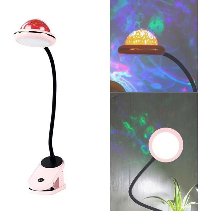 Lampe à pince pour enfants lampe de lecture à pince LED rechargeable par USB avec projection détoiles lampe de chevet à col de...