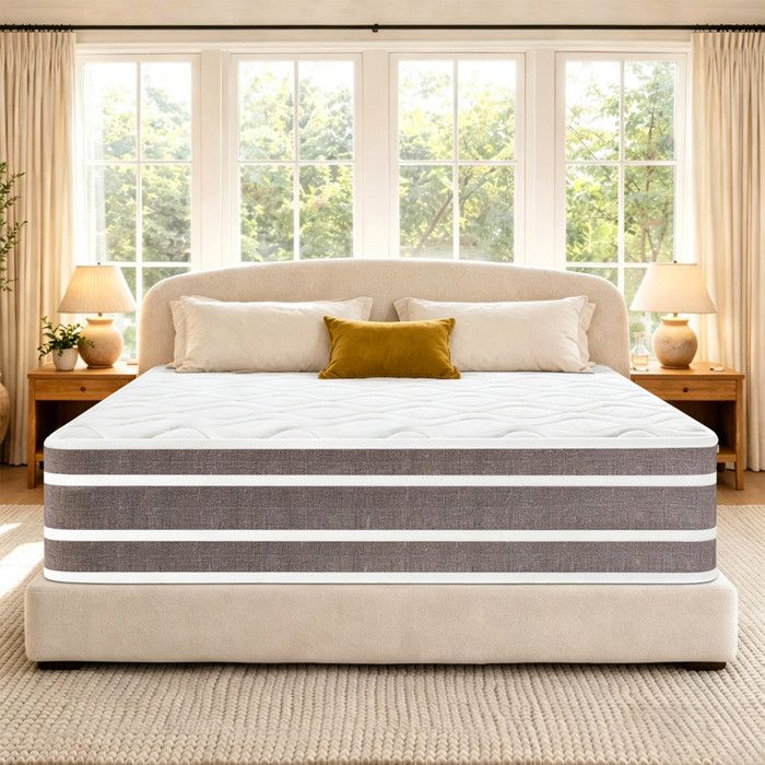 Matelas 140x190 cm Épais 28cm Hybride à Ressorts Indépendant et Mousse à Mémoire de Forme Haute Résilience Silencieux sans Bruit